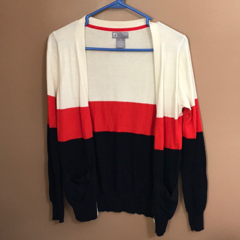 Women’s Navy, Red, White Colorblock Cardigan